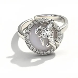 China Silver Plated White Diamond Ring