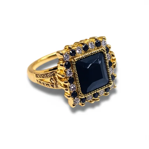 China Gold Black Stone Ring