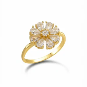 China Gold Ring with Sparkling Zirconia – Elegant Flower Design