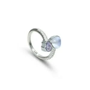 China Silver Plated Heart Stone Ring