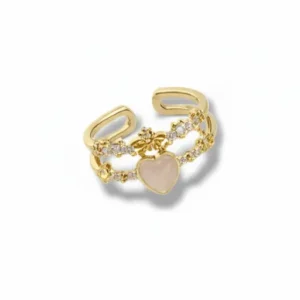 China Silver/Gold Heart Ring – Adjustable Double Band Ring
